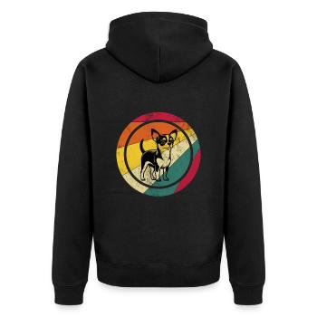 Chihuahua Mama - Unisex Premium Bio Zip Hoodie - Schwarz - Hinten - Nico (187cm)