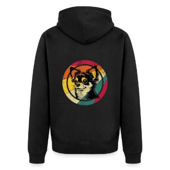 Chihuahua - Unisex Premium Bio Zip Hoodie - Schwarz - Hinten - Nico (187cm)