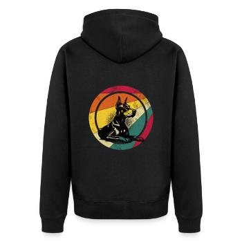 Hund Dobermann - Unisex Premium Bio Zip Hoodie - Schwarz - Hinten - Nico (187cm)