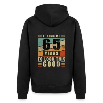 65. Geburtstag 65. Jahrestag 65 Jahre 65. Jubiläum - Unisex Premium Bio Zip Hoodie - Schwarz - Hinten - Nico (187cm)