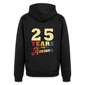 25e anniversaire ou anniversaire 25 ans « génial » - Veste à capuche bio Premium Unisexe - noir - Dos - Nico (187cm)