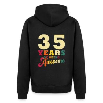 35 Jahre Awesome 35. Geburtstag - Unisex Premium Bio Zip Hoodie - Schwarz - Hinten - Nico (187cm)