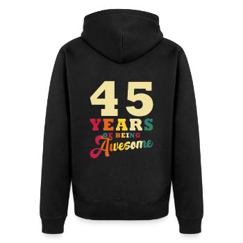 45 Jahre Awesome 45. Geburtstag - Unisex Premium Bio Zip Hoodie - Schwarz - Hinten - Nico (187cm)