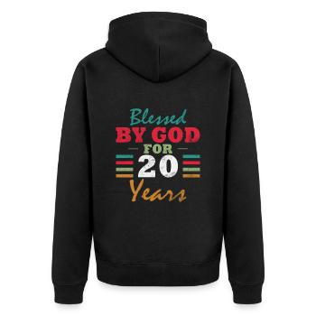20. Geburtstag Geschenk 20 Jahre Spruch - Unisex Premium Bio Zip Hoodie - Schwarz - Hinten - Nico (187cm)