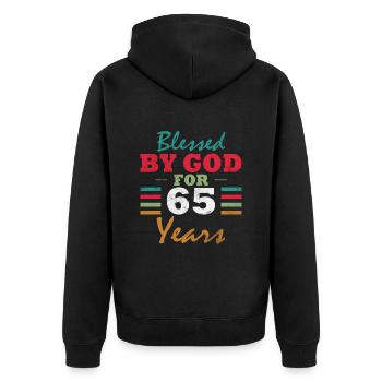 65e anniversaire 65 ans 65 Numéro 65 - Veste à capuche bio Premium Unisexe - noir - Dos - Nico (187cm)