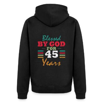 45 Geburtstag Spruch 45 Jahre Geschenk - Unisex Premium Bio Zip Hoodie - Schwarz - Hinten - Nico (187cm)