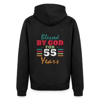 Cadeau 55e anniversaire 55e anniversaire Dicton - Veste à capuche bio Premium Unisexe - noir - Dos - Nico (187cm)