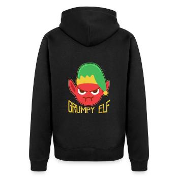 Angry Elf - Unisex Premium Organic Zip Hoodie - black - Back - Nico (187cm)