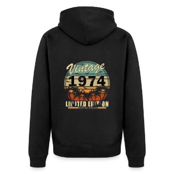 Awesome Since 1974 Birthday 1974 Vintage 1974 - Unisex Premium Organic Zip Hoodie - black - Back - Nico (187cm)