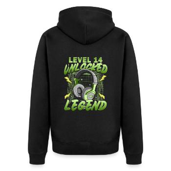 14e anniversaire Gamer 14 ans - Veste à capuche bio Premium Unisexe - noir - Dos - Nico (187cm)