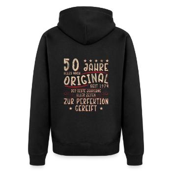 50 Geburtstag - Unisex Premium Bio Zip Hoodie - Schwarz - Hinten - Nico (187cm)