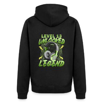 13. Geburtstag Gamer 13 Jahre - Unisex Premium Bio Zip Hoodie - Schwarz - Hinten - Nico (187cm)