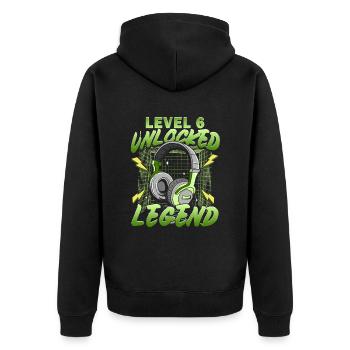 Anniversaire Gamer Niveau 6 Débloqué 6 Anniversaire - Veste à capuche bio Premium Unisexe - noir - Dos - Nico (187cm)