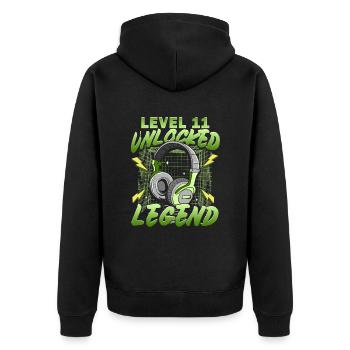 Gamer du 11e anniversaire - Veste à capuche bio Premium Unisexe - noir - Dos - Nico (187cm)