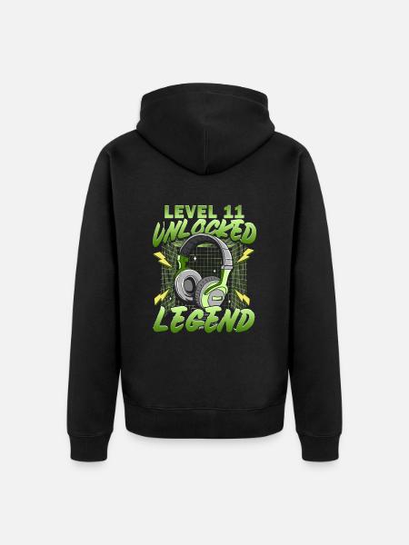 11th Birthday Gamer - Unisex Premium Organic Zip Hoodie - black