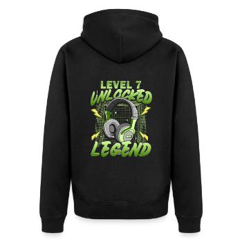 Anniversaire Gamer Niveau 7 Années Débloqué - Veste à capuche bio Premium Unisexe - noir - Dos - Nico (187cm)