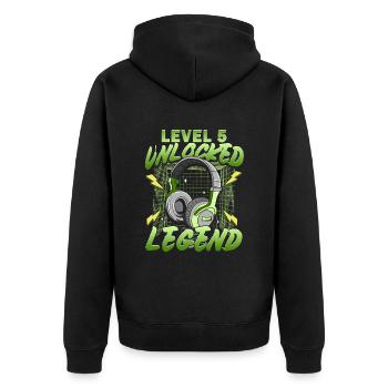 Birthday Gamer Level 5 Unlocked 5 Birthday - Unisex Premium Organic Zip Hoodie - black - Back - Nico (187cm)