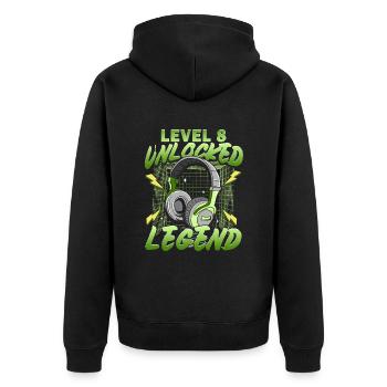 Anniversaire Gamer Niveau 8 Débloqué 8 Anniversaire - Veste à capuche bio Premium Unisexe - noir - Dos - Nico (187cm)