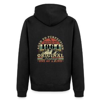 Made in 1964 Vintage Retro 60 Years - Unisex Premium Organic Zip Hoodie - black - Back - Nico (187cm)