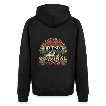 Made in 1989 - Unisex Premium Bio Zip Hoodie - Schwarz - Hinten - Nico (187cm)