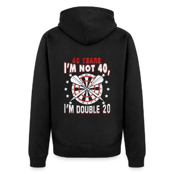 40. Geburtstag Darts - Unisex Premium Bio Zip Hoodie - Schwarz - Hinten - Nico (187cm)