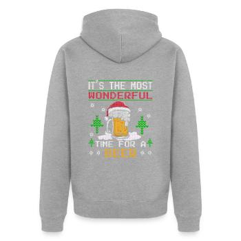 Bière de Noël moche - Veste à capuche bio Premium Unisexe - gris chiné - Dos - Nico (187cm)