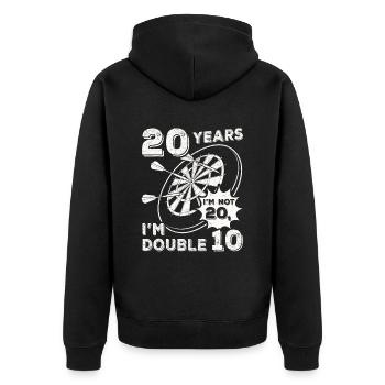 Ich bin nicht 20 ich bin Doppel 10 Geburtstag Dart - Unisex Premium Bio Zip Hoodie - Schwarz - Hinten - Nico (187cm)