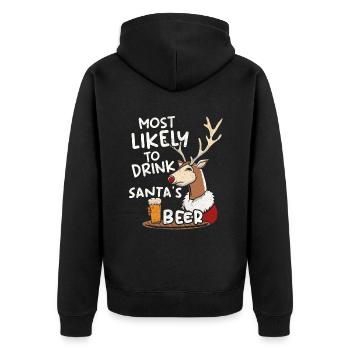 Pull de Noël laid Noël Noël Père Noël Bière - Veste à capuche bio Premium Unisexe - noir - Dos - Nico (187cm)
