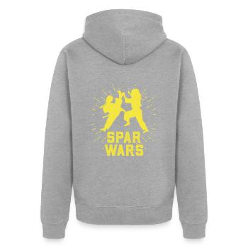 Partenaire d’entraînement de karaté - Veste à capuche bio Premium Unisexe - gris chiné - Dos - Nico (187cm)