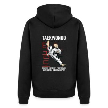Taekwondo Girl Tae Kwon Do Kampfsport Geschenk - Unisex Premium Bio Zip Hoodie - Schwarz - Hinten - Nico (187cm)