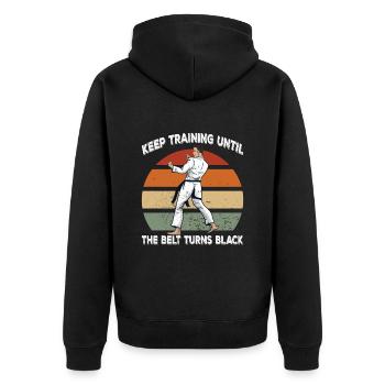 Black Belt Martial Arts - Unisex Premium Organic Zip Hoodie - black - Back - Nico (187cm)
