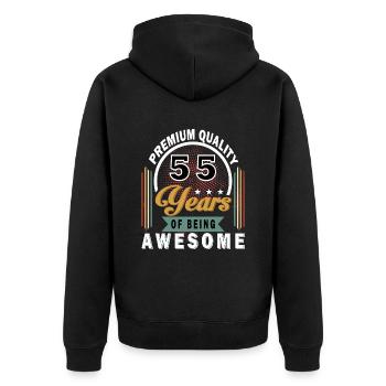 55 Jahre Spruch lustig 55 Geburtstag Geschenk - Unisex Premium Bio Zip Hoodie - Schwarz - Hinten - Nico (187cm)