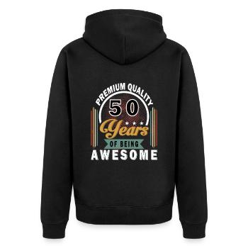 50. Geburtstag 50 Jahre Spruch - Unisex Premium Bio Zip Hoodie - Schwarz - Hinten - Nico (187cm)
