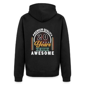 20. Geburtstag Geschenk 20 Jahre Spruch - Unisex Premium Bio Zip Hoodie - Schwarz - Hinten - Nico (187cm)