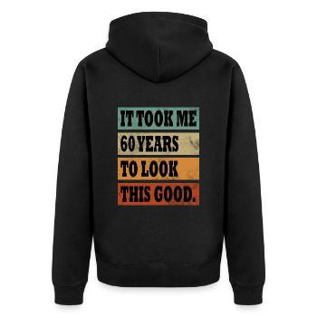 60th Birthday Handsome 1964 Funny 60 Years - Unisex Premium Organic Zip Hoodie - black - Back - Nico (187cm)