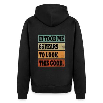 65 Years Birthday Gift Idea Man Woman Diverse - Unisex Premium Organic Zip Hoodie - black - Back - Nico (187cm)