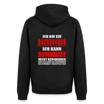 Dachdecker Sprüche Dachdecken - Unisex Premium Bio Zip Hoodie - Schwarz - Hinten - Nico (187cm)