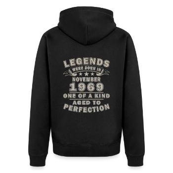 November 1969 Original 55 Years Birthday - Unisex Premium Organic Zip Hoodie - black - Back - Nico (187cm)