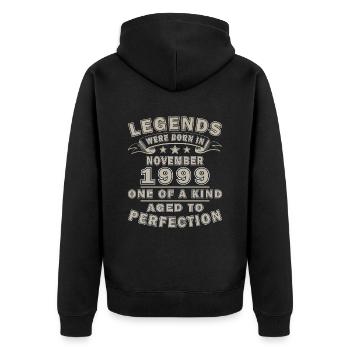 Millésime Novembre 1999 Anniversaire Novembre 1999 - Veste à capuche bio Premium Unisexe - noir - Dos - Nico (187cm)