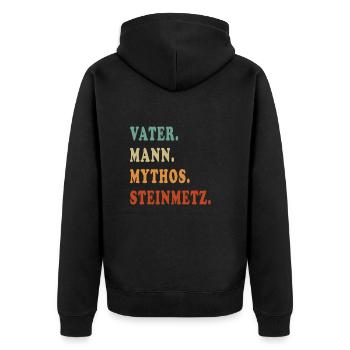 Steinmetz Handwerker Papa Vatertag Vater Geschenk - Unisex Premium Bio Zip Hoodie - Schwarz - Hinten - Nico (187cm)