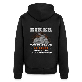 Biker 20 Jahre Motorradfahrer Geburtstag Motorrad - Unisex Premium Bio Zip Hoodie - Schwarz - Hinten - Nico (187cm)