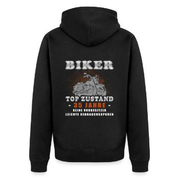 Biker 35 Jahre Motorradfahrer Geburtstag Motorrad - Unisex Premium Bio Zip Hoodie - Schwarz - Hinten - Nico (187cm)