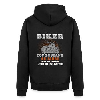 45 Birthday Motorcyclist 45 Years Motorcycle - Unisex Premium Organic Zip Hoodie - black - Back - Nico (187cm)