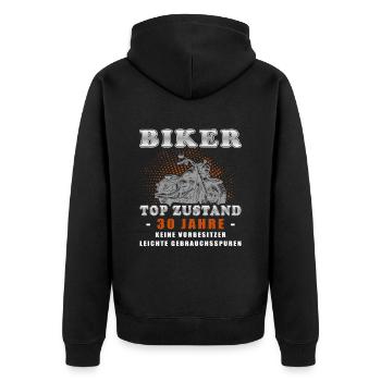 Biker 30 Jahre Motorradfahrer Geburtstag Motorrad - Unisex Premium Bio Zip Hoodie - Schwarz - Hinten - Nico (187cm)