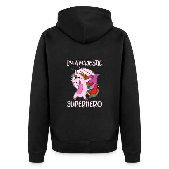 Licorne Super-héros Licornes Licorne Bébé licorne - Veste à capuche bio Premium Unisexe - noir - Dos - Nico (187cm)