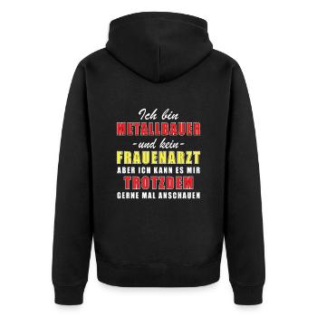 Metallbauer - Unisex Premium Bio Zip Hoodie - Schwarz - Hinten - Nico (187cm)