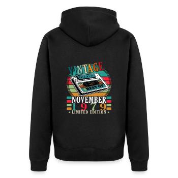 1979 November 1979 Jubilee November 1979 - Unisex Premium Organic Zip Hoodie - black - Back - Nico (187cm)