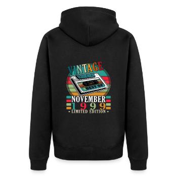 November 1999 Original 25th Anniversary Gift - Unisex Premium Organic Zip Hoodie - black - Back - Nico (187cm)
