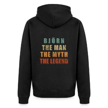 Björn Mann Myth Legend - Unisex Premium Organic Zip Hoodie - black - Back - Nico (187cm)