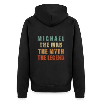 Michael, Mann Mythos Legende, lustig Bester Name M - Unisex Premium Bio Zip Hoodie - Schwarz - Hinten - Nico (187cm)